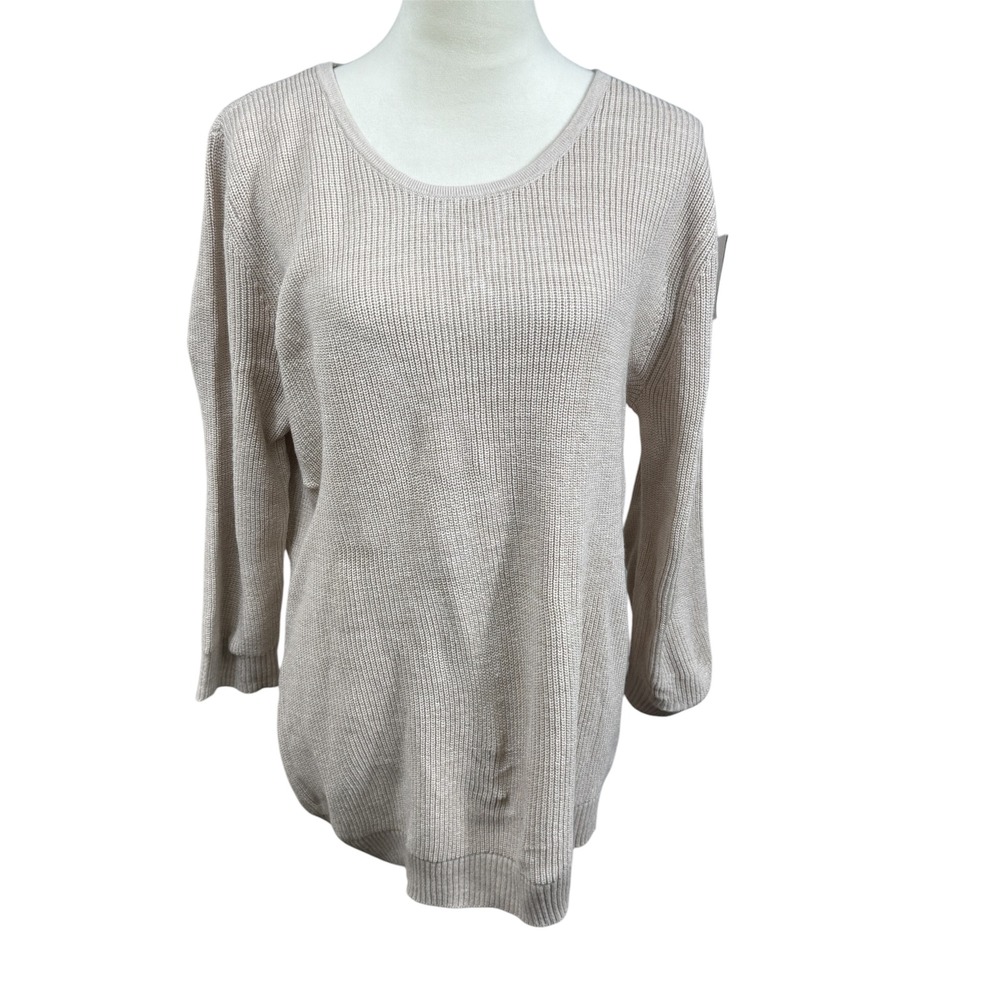 NWT Soho New York & Company Knit Sweater Lace-Up Back Long Sleeve‎ Beige XL